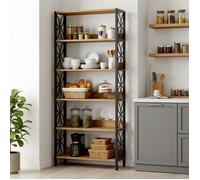 Bibliotheque 180 cm, Bibliothèque avec 6 étagères, Bibliothèque Ouverte pour Salon, Bureau, Chambre (Rétro),Marron