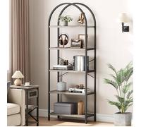 Bibliothèque 180cm Hauteur, Étagères À 5 Niveaux Ouvertes Industrielles, Étagère De Rangement Moderne Pour Bureau, Salon - Gris