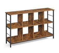 Bibliothèque 2 Niveaux, Style Industriel, 8 Cubes, pour Salon, Bureau, Entrée, Cuisine, 33 x 132,6 x 80 cm, Marron Rustique et Noir
