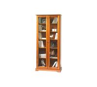 Bibliothèque 2 Portes Vitrées Merisier 5 Tablettes L 82.4 H 182.2 P 33 cm - L 82.4 x l 33 x H 182.2 cm