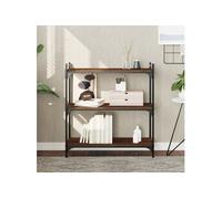 Bibliothèque 3 niveaux chêne brun 80x30x86 cm bois d ingénierie