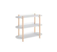 Bibliothèque 3 Niveaux Etagère de Rangement en Bois Table Console Grise