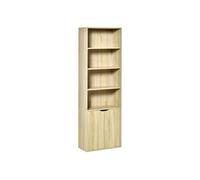 HomCom Bibliothèque 4 compartiments Meuble de rangement livres 59 x 29 x 180 cm Bois naturel