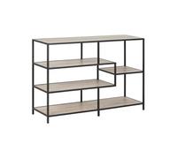 Bibliothèque 4 étagères asymétriques en MDF et métal - Noir et beige