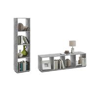 Bibliothèque 4 niches 140,5x33x36,5 cm gris béton - VOSKA