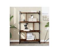 vidaXL Bibliothèque 4 Niveaux, Étagère à Livres avec Pieds Réglables, Meuble de Rangement Intérieur, Industriel, Chêne Fumé Bois d'Ingénierie