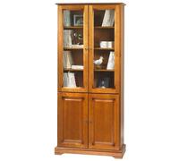 Bibliothèque 4 Portes Merisier 6 Niches 5 Tablettes L 82.4 H 182.2 P 33 cm