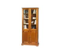 Bibliothèque 4 Portes Merisier 6 Niches 5 Tablettes L 82.4 H 182.2 P 33 cm - L 82.4 x l 33 x H 182.2 cm