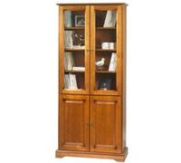 Bibliothèque 4 Portes Merisier 6 Niches 5 Tablettes L 82.4 H 182.2 P 33 cm - L 82.4 x l 33 x H 182.2 cm marron G