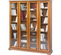 Bibliothèque 4 Portes Vitrées Merisier 18 Niches L 158.8 H 182.2 P 33 cm - L 158.8 x l 33 x H 182.2 cm marron G