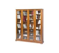Bibliothèque 4 Portes Vitrées Merisier 18 Niches L 158.8 H 182.2 P 33 cm - L 158.8 x l 33 x H 182.2 cm