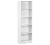 Bibliothèque 5 Étagères à Niveaux Style Scandinave Panneau de Particules Blanc