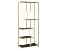 Bibliothèque 5 étagères asymétriques en MDF et métal - Noir et Doré