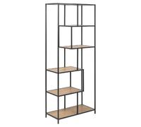 Bibliothèque 5 étagères asymétriques en MDF et métal - Noir et Marron
