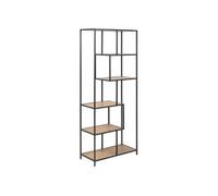 Bibliothèque 5 étagères asymétriques en MDF et métal - Noir et Marron