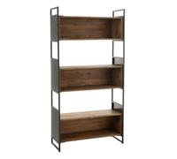 Bibliothèque 6 niveaux 100x40x200 cm en bois recy t métal noir