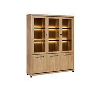 AltoBuy Bibliothèque 6 Portes avec LEDs Aspect Bois Finition Houston Oak poignées métal Noires - VASALY
