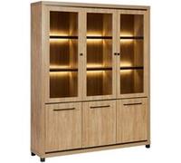 Bibliothèque 6 portes avec leds aspect bois finition Houston Oak poignées métal noires - VASALY - ALTOBUY Marron
