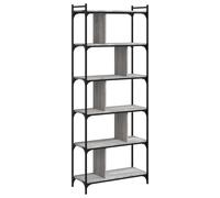 Bibliothèque 6niveaux sonoma gris 76x32x192cm bois d'ingénierie