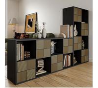 Bibliothèque 8 cubes avec 4 portes, Étagère à 4 Niveaux, Meuble de rangement pour Salon Chambre Bureau, 125x30x60 cm, Noir