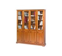 Bibliothèque 8 Portes Merisier 18 Niches 15 Etagères L 158.8 H 182.2 P 33 cm - L 158.8 x l 33 x H 182.2 cm