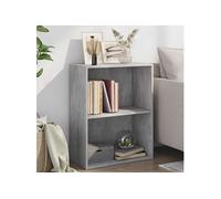 vidaXL Bibliothèque à 2 niveaux – Bois d'ingénierie Gris béton – 60x30x76,5 cm Aggloméré