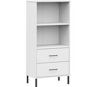 Bibliothèque à 2 tiroirs Blanc 60x35x128,5 cm Bois massif OSLO