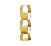 Bibliothèque À 3/4/5 Niveaux, Étagères D'organisation De Livres Géométriques en Métal, Organisateur Peu Encombrant, Capacité Charge 150kg for Le Bureau La Chambre Coucher(Gold,5-Tier)