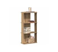 Bibliothèque à 3 niveaux chêne artisanal 60x30x120 cm, étagère, étagère à livres, étagère de rangement 860273