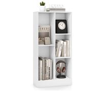 Bibliothèque à 3 Niveaux COSTWAY-50 x 24 x 103.5 CM-5 Cases Ouverts de Rangement-Kit Anti-Basculement-Capacité Max 90 KG-Blanc
