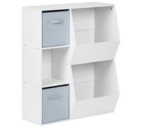 Bibliothèque à 3 Niveaux en Panneau de Particules avec Boîtes en Tissu Meuble Ch