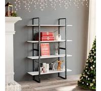Bibliothèque à 4 niveaux blanc 100x30x140 cm bois d ingénierie Blanc G