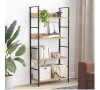 Bibliothèque à 4 niveaux industrielle - vidaXL - bois d'ingénierie - chêne et noir - 4 étagères - 60 x 27,6 x 124,5 cm ptx24u565
