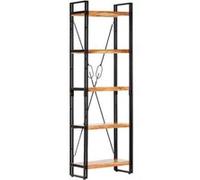 Bibliothèque à 5 niveaux 60x30x180 cm Bois d acacia solide Bois d'acacia massif avec cadre noir en acier enduit de poudre G