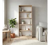 Bibliothèque à 5 niveaux, étagère en finition mate, 74 cm de large, étagère sur pied avec 4 étagères, idéale pour chambre, salon, couloir, panneau stratifié résistant, épaisseur 16 mm Sonoma