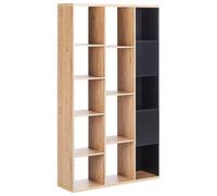 Bibliothèque à 5 Niveaux Étagère Présentoir Rangement Noir et Bois Clair