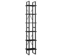 Bibliothèque à 6 niveaux noir 40x30x210 cm bois ingénierie
