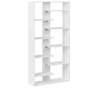 Bibliothèque à 8 Niveaux Étagères Ouvertes Panneau de Particules Blanche