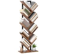 Bibliothèque Arbre - HOMCOM - 9 Niveaux - Industriel - Cadre en Acier - 50x24x136cm - Brun Rustique