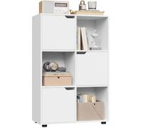 Bibliothèque Armoire WOLTU avec 3 Portes 6 Compartiments en MDF Blanc