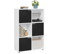 WOLTU Bibliothèque Étagère de Rangement, Meuble Cube 59,6x29x91cm | en MDF pour Salon, Bureau, avec 3 Portes, 6 Compartiments, Chêne Clair