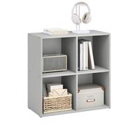 Bibliothèque Armoire WOLTU - 4 Cubes Compartiments - Casier en Bois d'Ingénierie - Gris