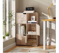 Bibliothèque armoire WOLTU - en MDF - 3 Portes 6 Compartiments- Chêne clair