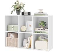 WOLTU Bibliothèque à 6 Compartiments, Étagère de Rangement, Meuble Présentoir pour Salon Bureau, en Panneaux de Particules Blanc, 59.6X29X89cm, SK002ws3