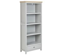 Bibliothèque au Style Vintage en Panneau de Particules Gris et Bois Clair 4 Etagères 1 Tiroir Clio
