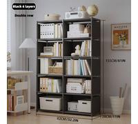 Bibliothèque autoportante, meuble de rangement multi-niveaux pour la maison, bibliothèque pour le salon, étagère d'organisateur d'angle murale Double rangée 6 couches noir,Rangée simple 6 couches blan