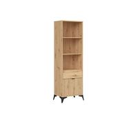 Bibliothèque avec 1 porte, 1 tiroir et 3 étagères,coloris Chêne artisan - Longueur 60 x Profondeur 41 x Hauteur 197 cm