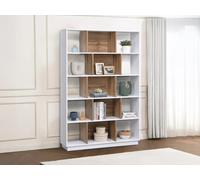 Bibliothèque avec 15 niches - Blanc et Naturel - DALENOR