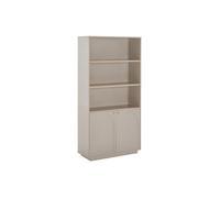 Bibliothèque VALONIRO - MDF et Panneau de particule - 3 niches et 2 portes - Beige et doré - 90x35x180 cm