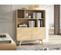 Bibliothèque avec 2 portes et 4 niches - Naturel - JALEMO